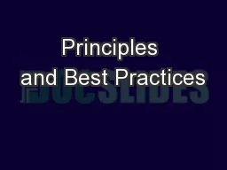 Principles and Best Practices 