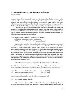 A Lexicalist Approach To Absolute Reflexives