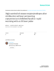 Highsurvivalofmouseoocytes/embryosaftervitrificationwithoutpermeatingc