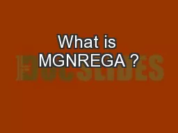 What is MGNREGA ?