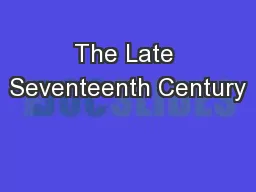 The Late Seventeenth Century