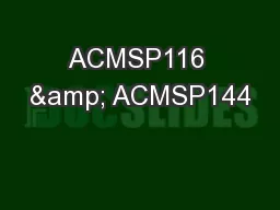 ACMSP116 & ACMSP144