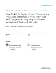 ENCOUNTERINGSOCIALCLASSDIFFERENCESATWORK:HOW