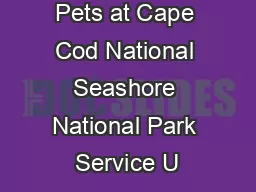 Pets at Cape Cod National Seashore National Park Service U