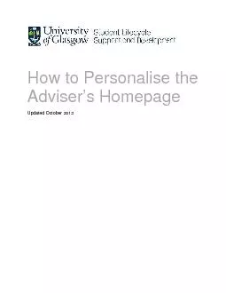 How to Personalise the Adviser