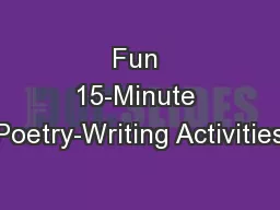 Fun 15-Minute Poetry-Writing Activities