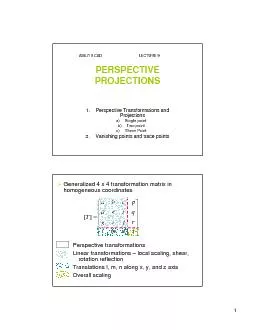 1PERSPECTIVE PROJECTIONS1.Perspective Transformations and Projectionsa