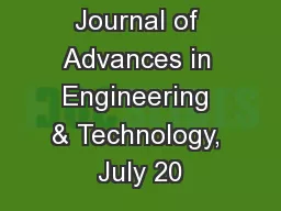 International Journal of Advances in Engineering & Technology, July 20