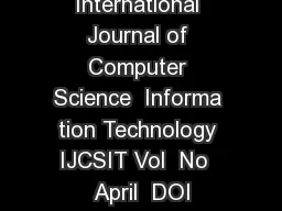 International Journal of Computer Science  Informa tion Technology IJCSIT Vol  No  April  DOI