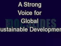 A Strong Voice for Global Sustainable Development