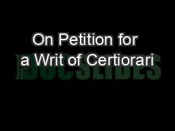 On Petition for a Writ of Certiorari