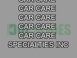 CAR CARE CAR CARE CAR CARE CAR CARE CAR CARE SPECIALTIES INC