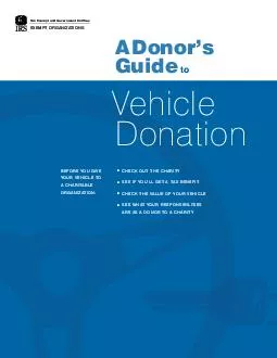 Tax Exempt and Government Entities EXEMPT ORGANIZATIONS A Donors Guide to Vehicle Donations