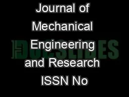 International Journal of Mechanical Engineering and Research ISSN No