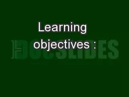 Learning objectives :
