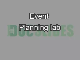 Event Planning lab