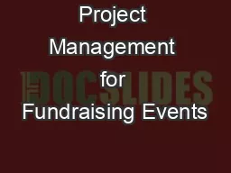 Project Management for Fundraising Events