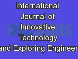 International Journal of Innovative Technology and Exploring Engineeri