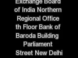 Securities and Exchange Board of India Northern Regional Office th Floor Bank of Baroda