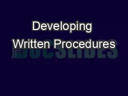 Developing Written Procedures