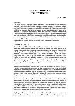 THE PHILOSOPHIC PRACTITIONER John Tribe Abstract This paper develops p