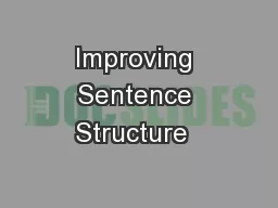 Improving Sentence Structure   