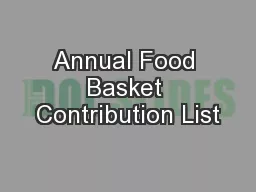 Annual Food Basket Contribution List