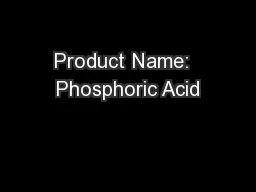 Product Name:  Phosphoric Acid