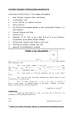 DOCUMENT REQUIRED FOR PROVISIONAL REGISTRATION