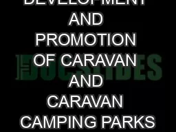 POLICY FOR DEVELOPMENT AND PROMOTION OF CARAVAN AND CARAVAN CAMPING PARKS