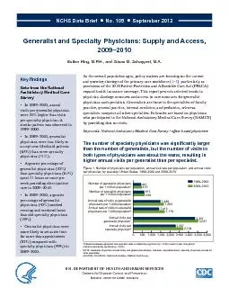 Generalist and Specialty Physicians: Suppl