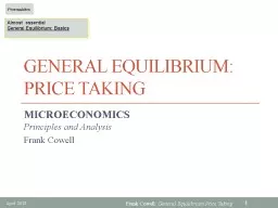 General Equilibrium: price taking