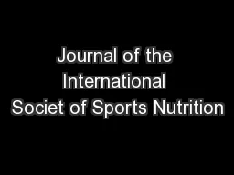 Journal of the International Societ of Sports Nutrition