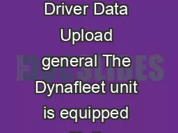 Operating Instructions USB Card readerDynafleet Driver Data Upload general The Dynafleet