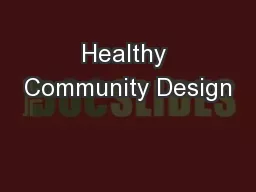 Healthy Community Design