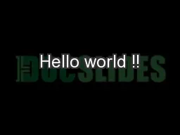 Hello world !!