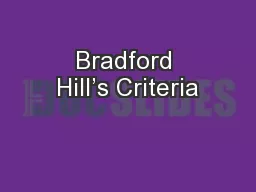 Bradford Hill’s Criteria