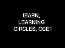 IEARN, LEARNING CIRCLES, CCE1