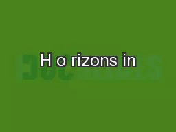 H o rizons in