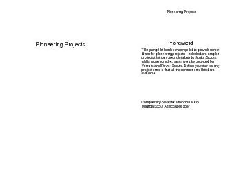 Pioneering Projects Pioneering Projects  Foreword This pamphlet has be