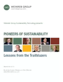 Weinreb Group Sustainability Recruiting presentsPIONEERS OF SUSTAINABI