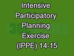 Intensive Participatory Planning Exercise (IPPE) 14-15