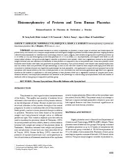 Histomorphometry   of   Preterm   and   Term   Human   PlacentasHistom