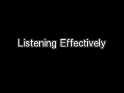 Listening Effectively