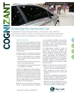 Exploring the Connected Car Emerging technologies and industry ecosystems are enabling