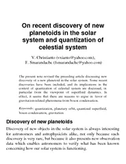 On recent discovery of new planetoids in the solar system and quantiza