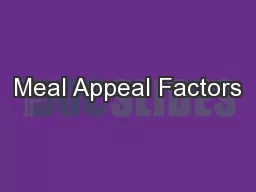 Meal Appeal Factors