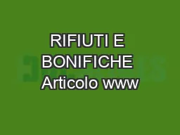 RIFIUTI E BONIFICHE Articolo www