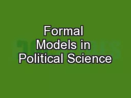 Formal Models in Political Science