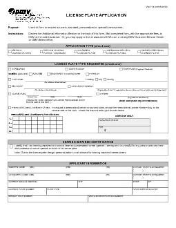 LICENSE PLATE APPLICATION  Purpose: Use this form to re